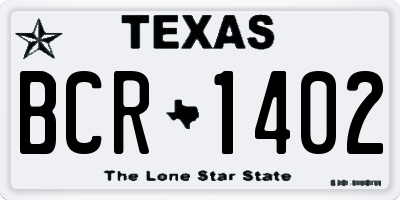 TX license plate BCR1402