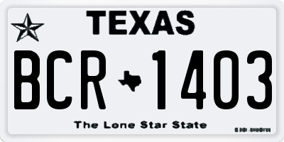 TX license plate BCR1403