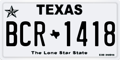TX license plate BCR1418