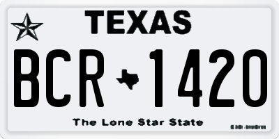 TX license plate BCR1420