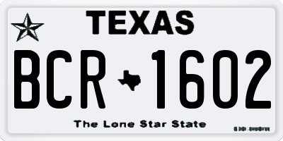 TX license plate BCR1602