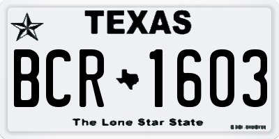 TX license plate BCR1603