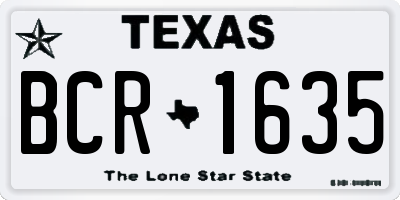 TX license plate BCR1635