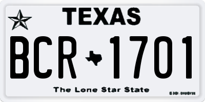 TX license plate BCR1701