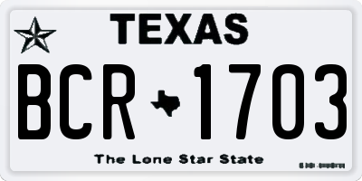 TX license plate BCR1703