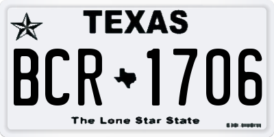 TX license plate BCR1706