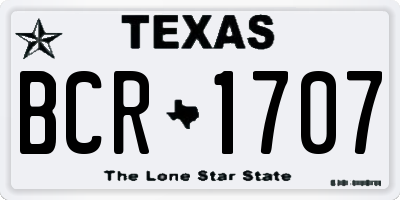 TX license plate BCR1707