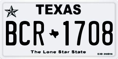 TX license plate BCR1708