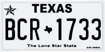 TX license plate BCR1733