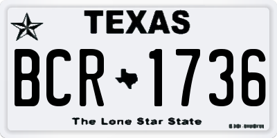 TX license plate BCR1736