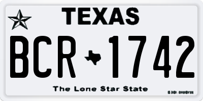 TX license plate BCR1742
