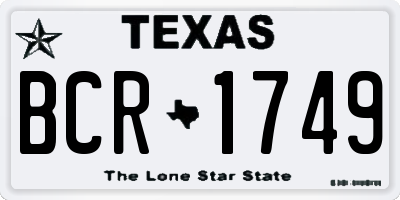 TX license plate BCR1749