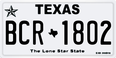 TX license plate BCR1802