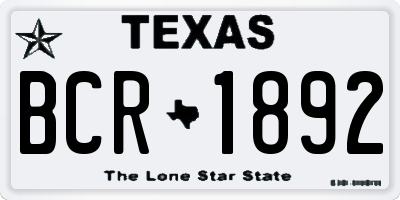 TX license plate BCR1892