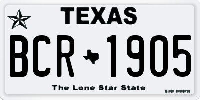 TX license plate BCR1905