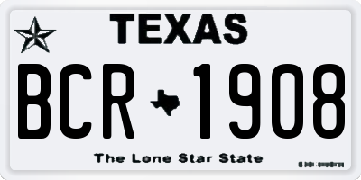 TX license plate BCR1908