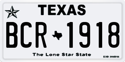TX license plate BCR1918