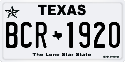 TX license plate BCR1920