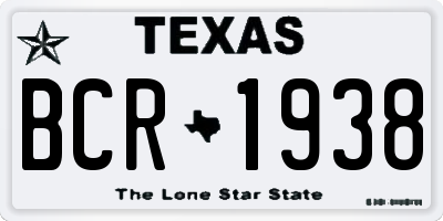 TX license plate BCR1938