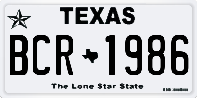 TX license plate BCR1986