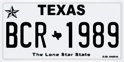 TX license plate BCR1989