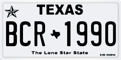TX license plate BCR1990