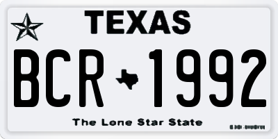 TX license plate BCR1992