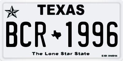 TX license plate BCR1996