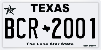 TX license plate BCR2001