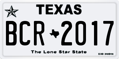 TX license plate BCR2017