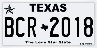 TX license plate BCR2018