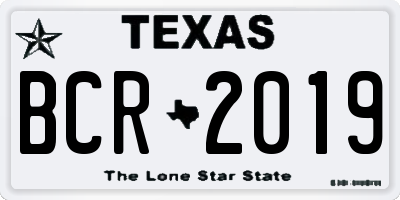 TX license plate BCR2019