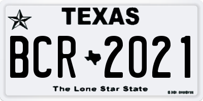 TX license plate BCR2021