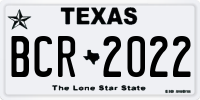 TX license plate BCR2022