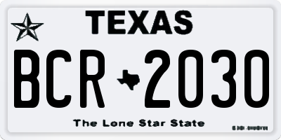 TX license plate BCR2030