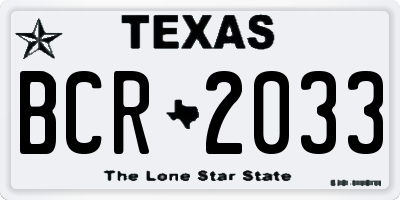 TX license plate BCR2033