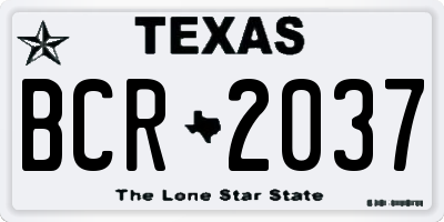 TX license plate BCR2037