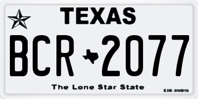 TX license plate BCR2077