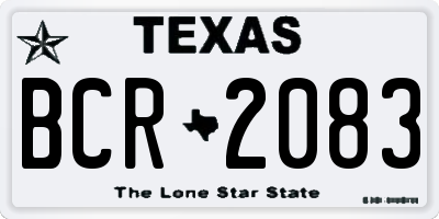 TX license plate BCR2083