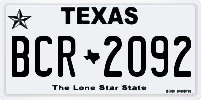 TX license plate BCR2092