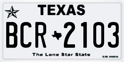 TX license plate BCR2103