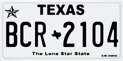 TX license plate BCR2104