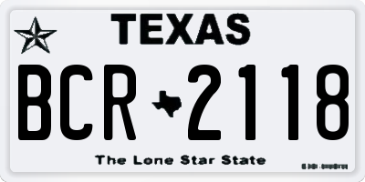 TX license plate BCR2118