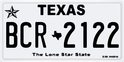 TX license plate BCR2122