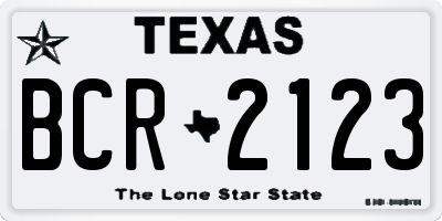 TX license plate BCR2123