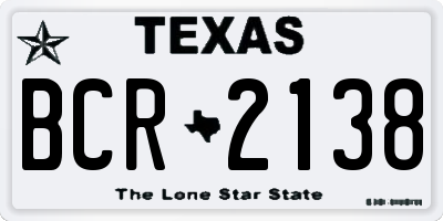 TX license plate BCR2138