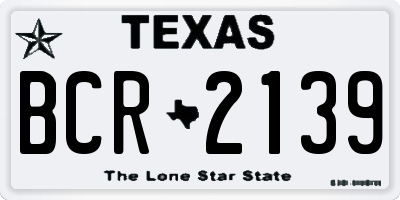 TX license plate BCR2139