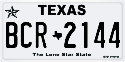 TX license plate BCR2144