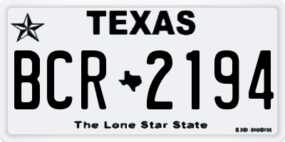 TX license plate BCR2194