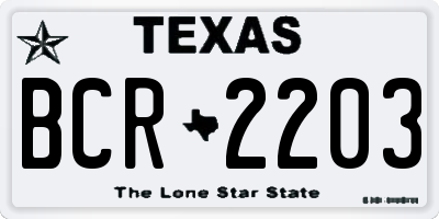 TX license plate BCR2203